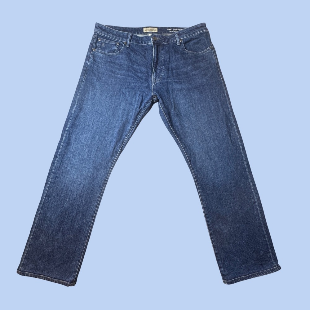 Lucchese Jeans Men 36x28 Blue Jesse Slim Straight Italian Fabric Comfort Stretch